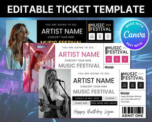 Customizable Concert Ticket Template | Event Ticket Stub for Birthdays & Special Occasions